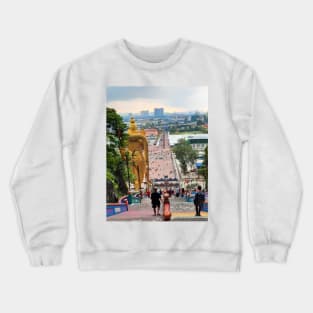 Lord Murugan in backside at staris from Batu Caves Crewneck Sweatshirt